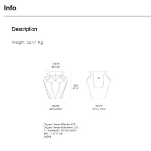 Ghiveci plante design decorativ modern exterior/interior ORIGAMI HANAMI 92x92x120cm - Img 8