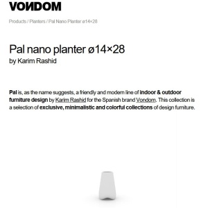 Ghiveci plante/ flori design decorativ modern pentru amenajari interioare si exterioare, VLEK NANO PLANTER 51015A alb Vondom - Img 2