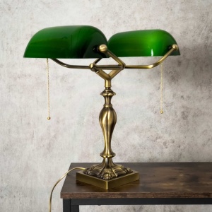 Lampa de birou din alama design clasic Double Banker's - Img 2