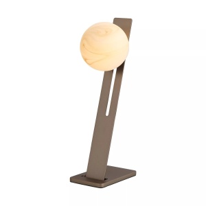 Lampa de masa, Carrara, Sticla Efect Marmura si Metal Latte - Img 2