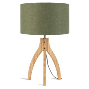 Lampa de masa cu trepied, realizata din materiale naturale, durabile si ecologice, Annapurna verde