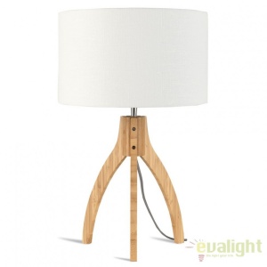 Lampa de masa cu trepied, realizata din materiale naturale, durabile si ecologice, Annapurna alb