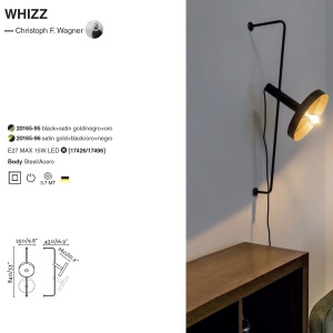 Lampa de perete design modern WHIZZ auriu/negru 91903 universul-luminii.ro