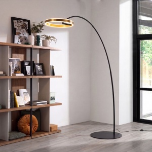 Lampa de podea arcuita design modern LUX Gold and Black steel