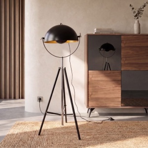 Lampa de podea cu trepied design industrial Black steel - Img 7