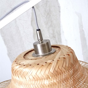 Lampa de podea din bambus Ibiza S 50cm, alb/ natur 223723 universul-luminii.ro
