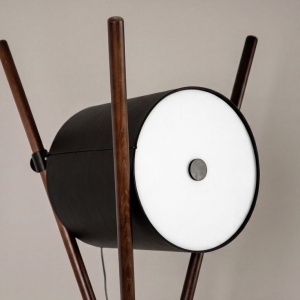 Lampa de podea din lemn si piele sintetica design LUX Black - Img 8