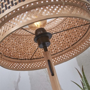 Lampa de podea eco din bambus cu 2 rafturi Bhutan 40x25 natur 231903 universul-luminii.ro