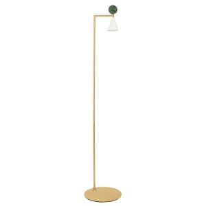 Lampa de podea LED metal auriu, marmura verde Mara