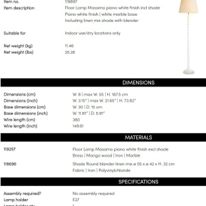 Lampa de podea LUX, Lemn, Tesatura, Alb, Massimo - Img 7