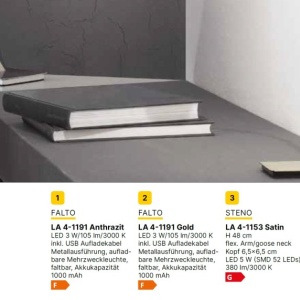 Lampa LED de birou reglabila cu baterie FALTO anthracite 234473 universul-luminii.ro