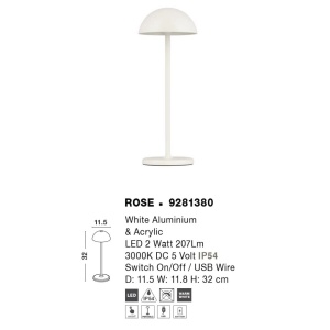 Lampa LED portabila iluminat exterior decorativ ROSE alba 215503 universul-luminii.ro