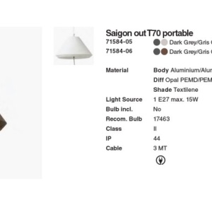 Lampa/Pendul portabil iluminat exterior decorativ SAIGON hole cap T70 gri/crem 127663 universul-luminii.ro