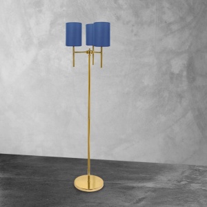 Lampadar cu 3 brate din alama cu abajur albastru Sofis - Img 2