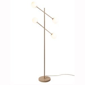 Lampadar cu 4 globuri sticla si metal bej Copenhagen
