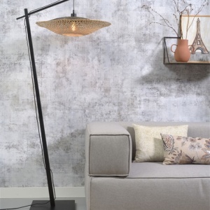 Lampadar din bambus KALIMANTAN orizontal S negru, 60cm 193563 universul-luminii.ro