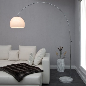 Lampadar inalt si elegant cu arc extensibil si abajur de 32cm, Big Bow II alb A-19694 VC