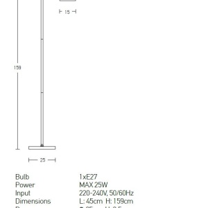 Lampadar, lampa de podea design modern Ging negru, auriu - Img 3