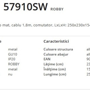 Lampadar / lampa de podea design modern Robby alb 57910SW GL 198983 universul-luminii.ro