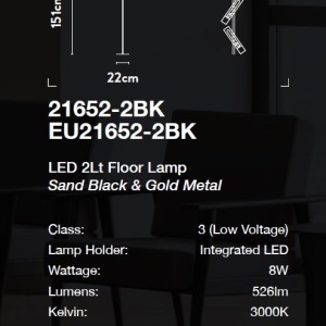 Lampadar/Lampa de podea LED design minimalist Belle negru/auriu - Img 5