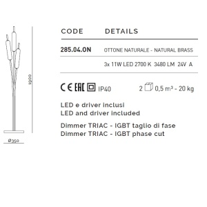 Lampadar LED design LUX, fabricat manual TYPHA 285.04.ON - Img 2