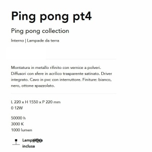 Lampadar LED design minimalist Ping pong pt4 alb 142823 universul-luminii.ro