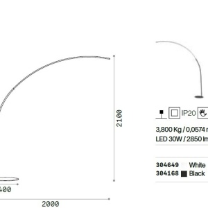 Lampadar LED modern tip arc Comet pt alb 225103 universul-luminii.ro
