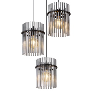 Lustra 3L design modern GORLEY negru, fumuriu 135583 universul-luminii.ro