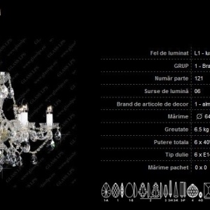 Lustra 6 brate cristal Bohemia L11 121/06/1-A - Img 4