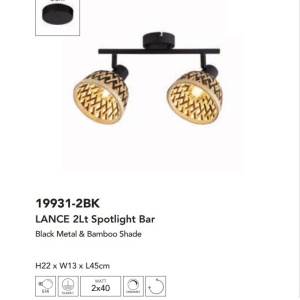 Lustra aplicata cu 2 spoturi din bambus Lance 139593 universul-luminii.ro