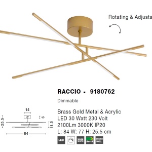 Lustra aplicata LED design modern RACCIO auriu - Img 2