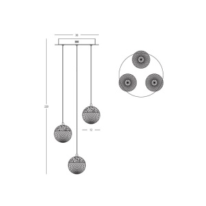 Lustra aurie cu 3 pendule LED, glob acrilic transparent cu efect de cristal - Img 4