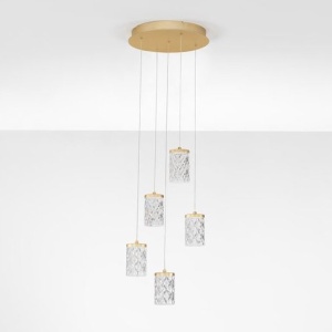 Lustra aurie cu 5 pendule LED PHOS 630913 universul-luminii.ro