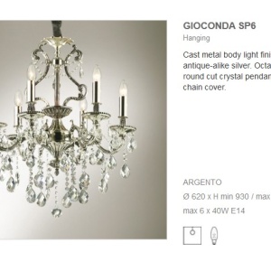 Lustra cristal Venezian diam. 62cm GIOCONDA SP6 ARGENTO 044927 46703 universul-luminii.ro