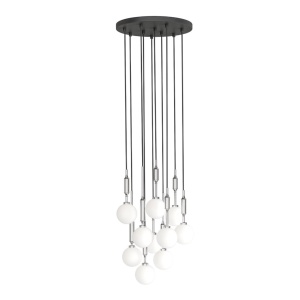 Lustra cu 10 pendule pentru tavane inalte, hol, casa scarii Ero X crom 40