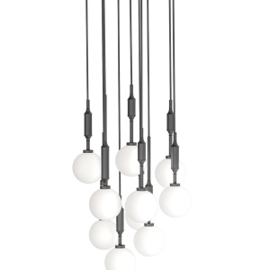 Lustra cu 10 pendule pentru tavane inalte, hol, casa scarii Ero X negru 40 - Img 5