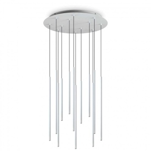 Lustra cu 12 pendule LED design tubular FILO SP12 BIANCO