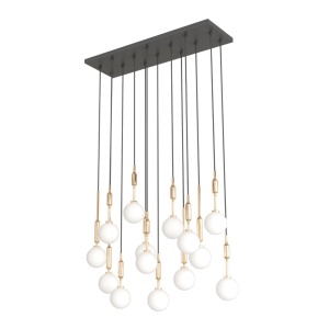 Lustra cu 14 pendule Ero XIV Auriu 80x25 - Img 3