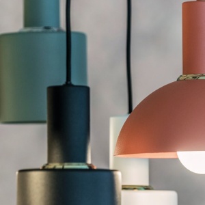 Lustra cu 3 pendule design minimalist SINES mixt negru/alb/coral - Img 5