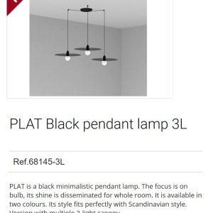 Lustra cu 3 Pendule design modern PLAT negru 92073 universul-luminii.ro