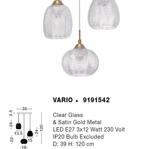 Lustra cu 3 pendule design modern VARIO 75073 universul-luminii.ro