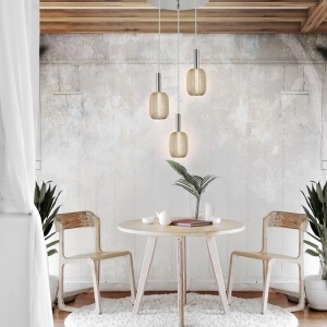 Lustra cu 3 pendule LED design modern Micron crom/auriu SV-413626 185633 universul-luminii.ro