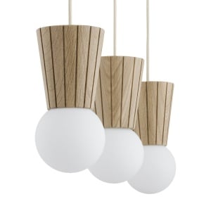Lustra cu 3 pendule lemn stil scandinav VOLANTE 6357 - Img 4