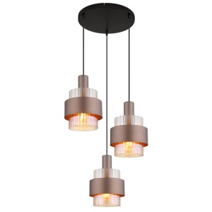 Lustra cu 3 pendule Sticla Chihlimbar Metal Bronz MILLEY