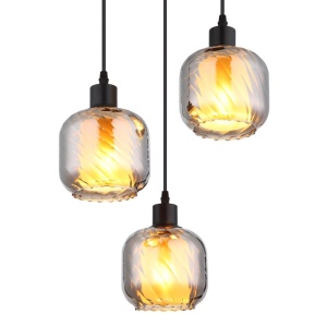 Lustra cu 3 pendule sticla fumurie XIA pentru sufragerie 248053 universul-luminii.ro