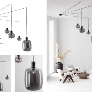 Lustra cu 4 pendule design modern CINZIA fumuriu 201953 universul-luminii.ro