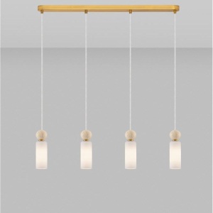 Lustra cu 4 pendule, Metal, Auriu, Travertin, Sticla, FILOMENA 245453 universul-luminii.ro