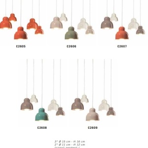Lustra cu 5 pendule design italian realizat manual din ceramica BERIMBAU 216283 universul-luminii.ro