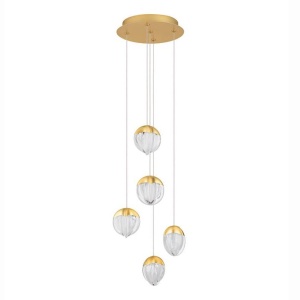 Lustra cu 5 pendule LED ALICIA auriu