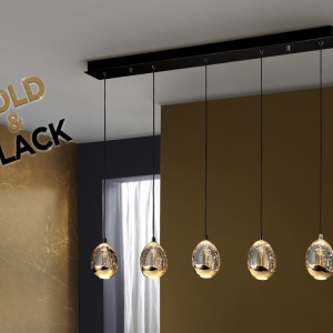 Lustra cu 5 pendule LED design modern Rocio negru/auriu 153583 universul-luminii.ro